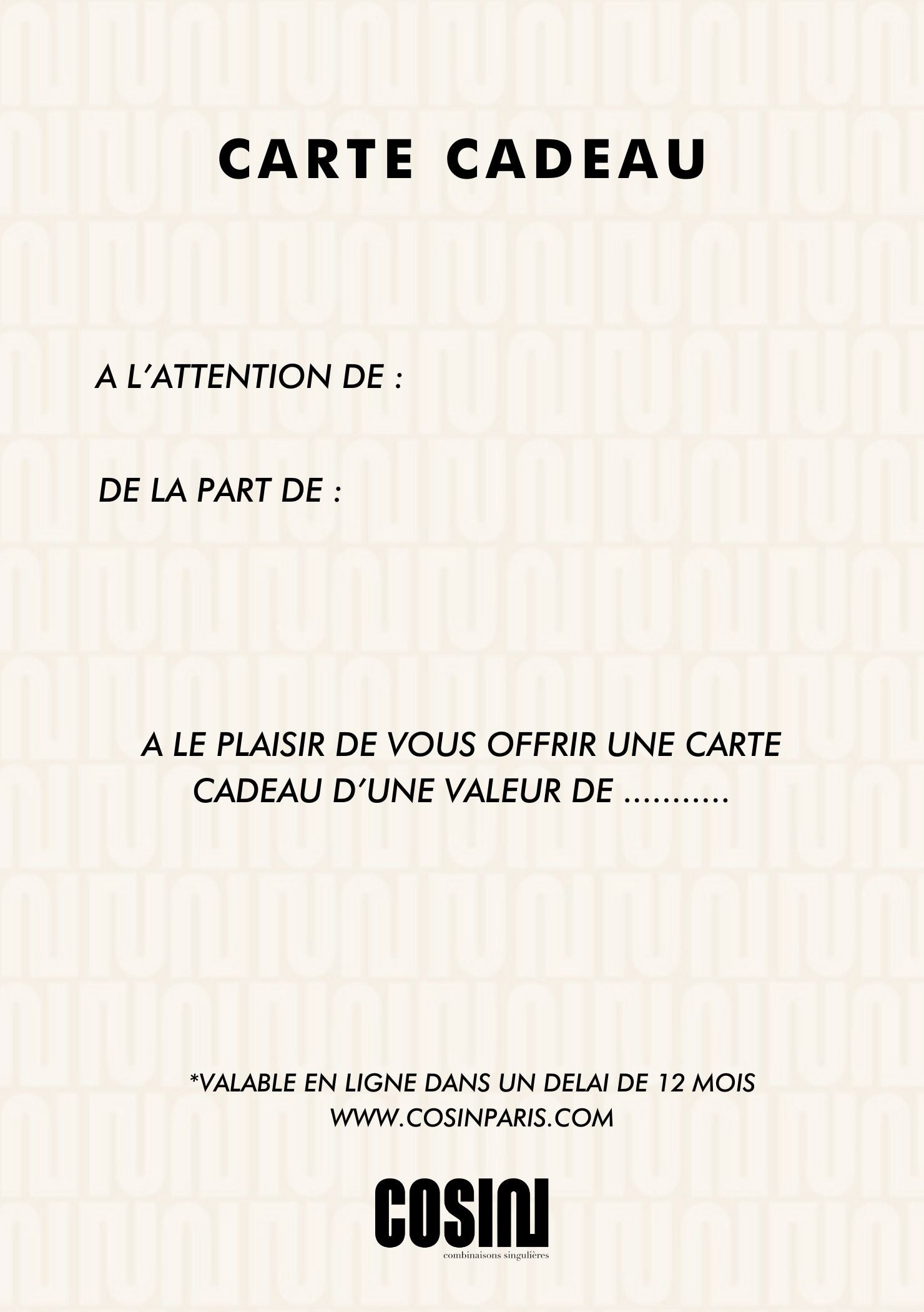 The COSIN Paris e-gift card