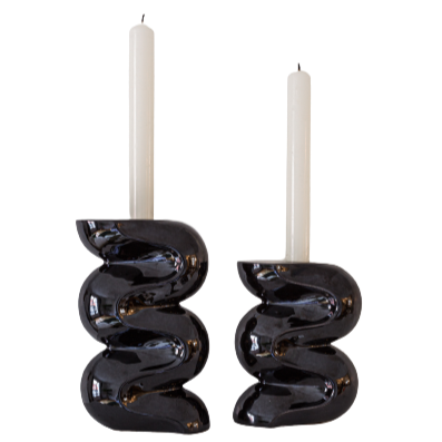 The Ganache candlestick duo - Black