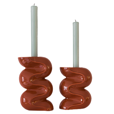 Le duo de bougeoirs Ganache - Terracotta