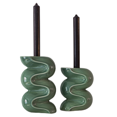 Le duo de bougeoirs Ganache - Vert