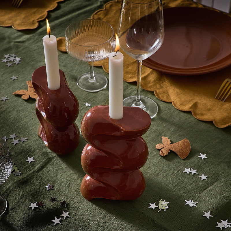 The Ganache - Terracotta candlestick duo
