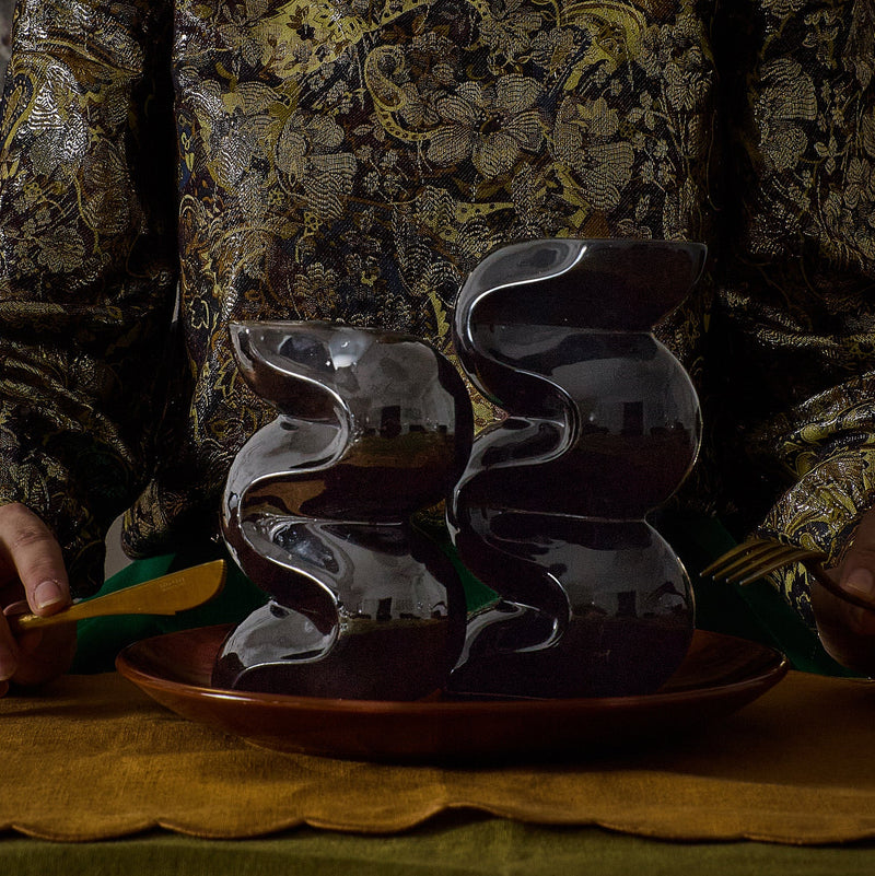 The Ganache candlestick duo - Black