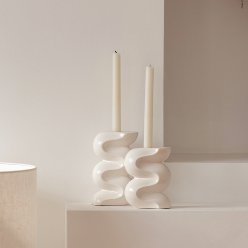 The Ganache - Cream White Candle Holder Duo