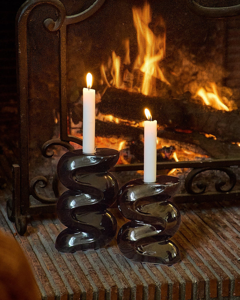 The Ganache candlestick duo - Black